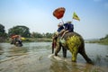 SUKHOTHAI - 2017 APRIL 7 : Sukhothai ordination parade on elephant back festival at Hadsiao Temple,Si Satchanalai from April 7 Royalty Free Stock Photo