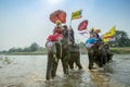 SUKHOTHAI - 2017 APRIL 7 : Sukhothai ordination parade on elephant back festival at Hadsiao Temple,Si Satchanalai from April 7 Royalty Free Stock Photo