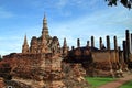 Wat Mahathat or Mahathat Temple in Sukhothai Historical Park in Thailand. Royalty Free Stock Photo
