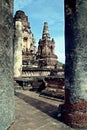 Wat Mahathat or Mahathat Temple in Sukhothai Historical Park in Thailand. Royalty Free Stock Photo