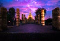 Sukhothai historical park, the old town of Thailand, At twilight Royalty Free Stock Photo