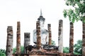 Sukhothai Historical Park in Thailand Sukhothai historical park. Buddhist temple ruins Wat Maha That or the Monastery of the Great