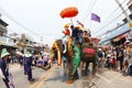 Sukhothai ordination parade on elephant back festival at Hadsiao Temple Royalty Free Stock Photo