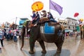 Sukhothai ordination parade on elephant back festival at Hadsiao Temple Royalty Free Stock Photo