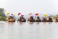 Sukhothai ordination parade on elephant back festival at Hadsiao Temple Royalty Free Stock Photo