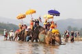 Sukhothai ordination parade on elephant back festival at Hadsiao Temple Royalty Free Stock Photo