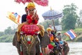 Sukhothai ordination parade on elephant back festival at Hadsiao Temple Royalty Free Stock Photo