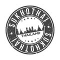 Sukhothai Thailand Round Stamp Icon Skyline City Design Badge.