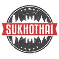 Sukhothai Thailand Round Travel Stamp. Icon Skyline City Design. Seal Tourism Illustration Badge vector.