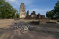 Bicycles at the Wat Phrapai Luang in Sukhothai Historical Park Royalty Free Stock Photo