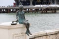 sculpture of Nika with a gramophone on Mahadzhirs embankment in Sukhumi, Abkhazia