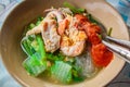 Suki in broth Mixed seafood with vermicelli and vegetables Royalty Free Stock Photo