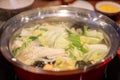 Suki Shabu in vegetable soup, a Japanese nabemono hotpot dish of Royalty Free Stock Photo