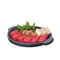 Sukiyaki, Japanese food in hot pot, stew and soup with slices of beef, tofu and vegetable Royalty Free Stock Photo