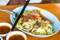 Sukiyaki or Stir-fried vermicelli with pork and vegetables in sukiyaki sauce - Asian food style Royalty Free Stock Photo