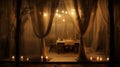 Sukkah illuminated by candlelight