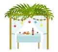 Sukkah for the Sukkot holiday. Jewish tent to celebrate. Royalty Free Stock Photo