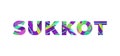 Sukkot Concept Retro Colorful Word Art Illustration