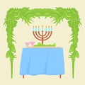 Sukkot Festival greeting card design template.