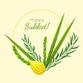 Sukkot greeting card. Feast of Tabernacles or Festival of Ingathering Royalty Free Stock Photo