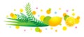 Sukkot traditional symbol with etrog, lulav and colored circles