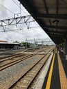 Sukoharjo, Indonesia. October 11, 2022. Empty platform condition at Gawok Station Royalty Free Stock Photo