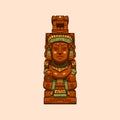 Aztec ornament. Aztec symbol. Traditional statue. Brick color scheme. Royalty Free Stock Photo