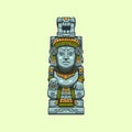 Aztec ornament. Aztec symbol. Traditional statue. Green color scheme Royalty Free Stock Photo