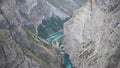 Sulak Canyon in Dagestan in summer. Aerial View of Sulak Canyon River