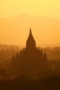 Sulamani pagoda silhouette at sunset, Bagan, Myanmar Royalty Free Stock Photo