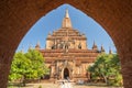 The Sulamani Temple is a Buddhist temple located in the village of Minnanthu southwest of Bagan in Myanmar. The temple is one of Royalty Free Stock Photo