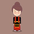 Sulawesi province, cute Indonesian traditional clothes costume girl female cartoon vector illustration