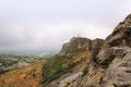 Sulayman Too mountain and Sulayman Too mosque on the background, Kyrgyzstan Royalty Free Stock Photo