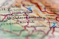 Sulaymaniyah, Iraq highlighted on a world map Royalty Free Stock Photo