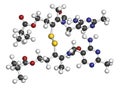 Sulbutiamine asthenia drug molecule. Also used in nutritional supplements. 3D rendering. Atoms are represented as spheres with Royalty Free Stock Photo