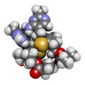 Sulbutiamine asthenia drug molecule. Also used in nutritional supplements. 3D rendering. Atoms are represented as spheres with. Royalty Free Stock Photo