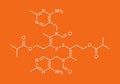 Sulbutiamine asthenia drug molecule. Also used in nutritional supplements. Skeletal formula. Royalty Free Stock Photo