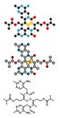 Sulbutiamine asthenia drug molecule. Stylized 2D renderings and conventional skeletal formula. Also used in nutritional Royalty Free Stock Photo