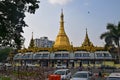 Sule Pagoda with a large Burmese stupa located in the heart of downtown Yangon