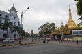 Sule Pagoda and The white building roof the castle.