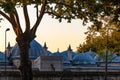 Suleymaniye Mosque garden. Fatih district of Istanbul on sunny evening, Turkey Royalty Free Stock Photo