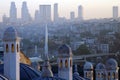 Suleymaniye Mosque from the garden Sunrise view of Istanbul Royalty Free Stock Photo