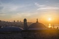 Suleymaniye Mosque from the garden Sunrise view of Istanbul Royalty Free Stock Photo