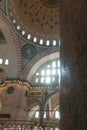 Suleymaniye Mosque from inside at daytime. Islamic architecture