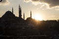 Suleymaniye mosque spectacular sunset turkey istanbul. Cloudy Royalty Free Stock Photo