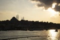 Suleymaniye mosque spectacular sunset turkey istanbul. Cloudy Royalty Free Stock Photo