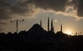 Suleymaniye mosque spectacular sunset turkey istanbul. Cloudy Royalty Free Stock Photo