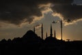 Suleymaniye mosque spectacular sunset turkey istanbul. Cloudy Royalty Free Stock Photo