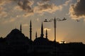 Suleymaniye mosque spectacular sunset turkey istanbul. Cloudy Royalty Free Stock Photo