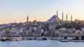 Suleymaniye mosque in Sultanahmet district old town of Istanbul, Turkey, Sunset in Istanbul, Turkey with Suleymaniye Mosque, Royalty Free Stock Photo